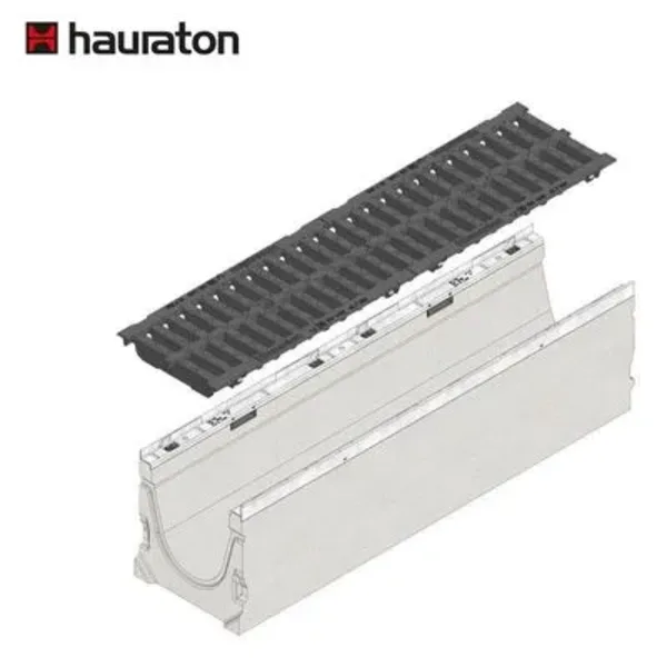 Hauraton Faserfix KS200 Kanal ve F900 Sfero Döküm Demir Yarıklı Izgara — 1000 mm