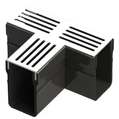 Polydrain A15 Eşik Kanal Drenajı Gümüş Alüminyum T Bağlantısı