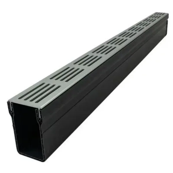 Polydrain A15 Eşik Kanal Drenajı ve Gümüş Alüminyum Izgara - 1 m Uzunluk